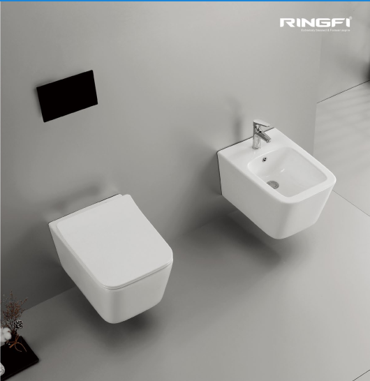 Square toilet and bidet bathroom set from ringfi bathroom