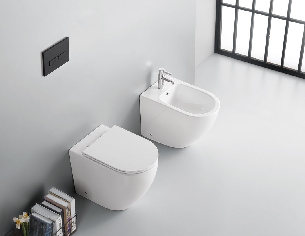 24001 Silent design Patented product bidet back to wall rimless, p/s-trap
