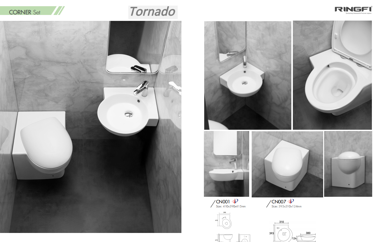 Modern Corner Bathroom Suite - Tornado Collection