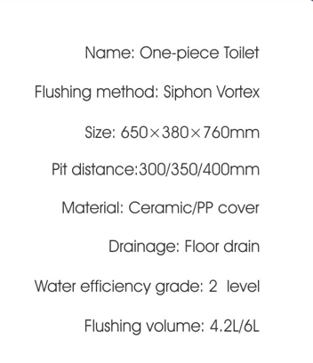 8653 One-piece modern design simple floor-standing ceramic toilet easy to clean