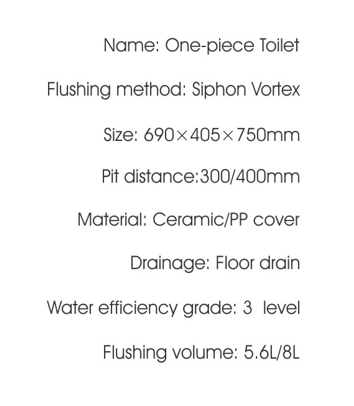 8639 One-piece modern design simple floor-standing ceramic toilet easy to clean