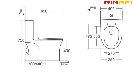 8639 One-piece modern design simple floor-standing ceramic toilet easy to clean