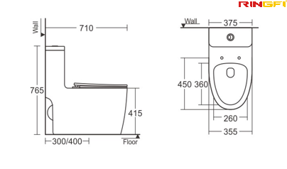 8636 One-piece modern design simple floor-standing ceramic toilet easy to clean