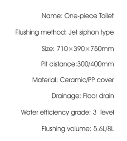 8629 One-piece modern design simple floor-standing ceramic toilet easy to clean