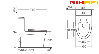 8629 One-piece modern design simple floor-standing ceramic toilet easy to clean