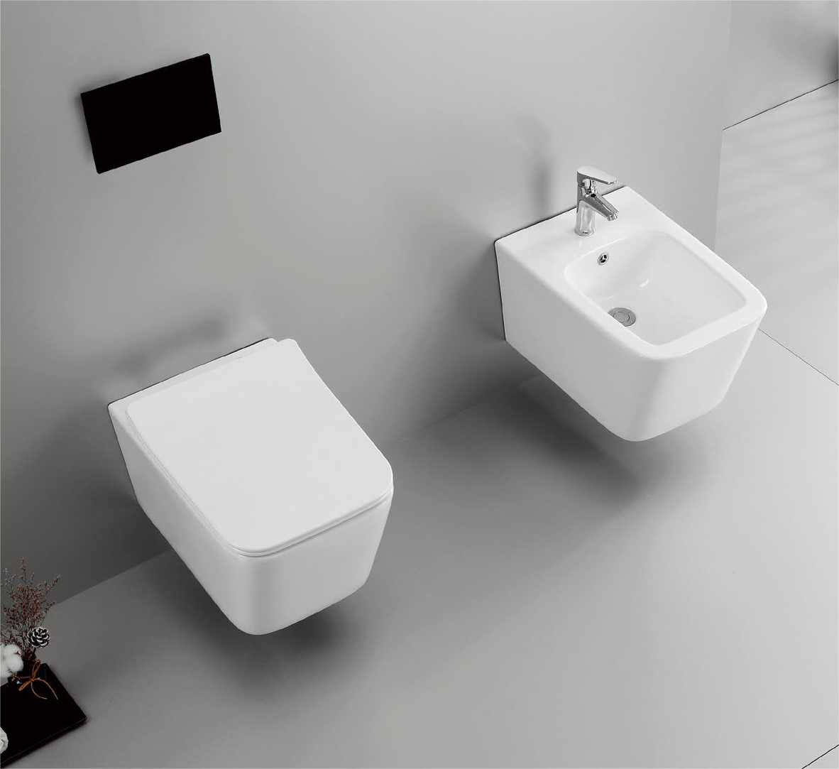 Ailin set Patented product wall hang toilet, bidet rimless, p-trap