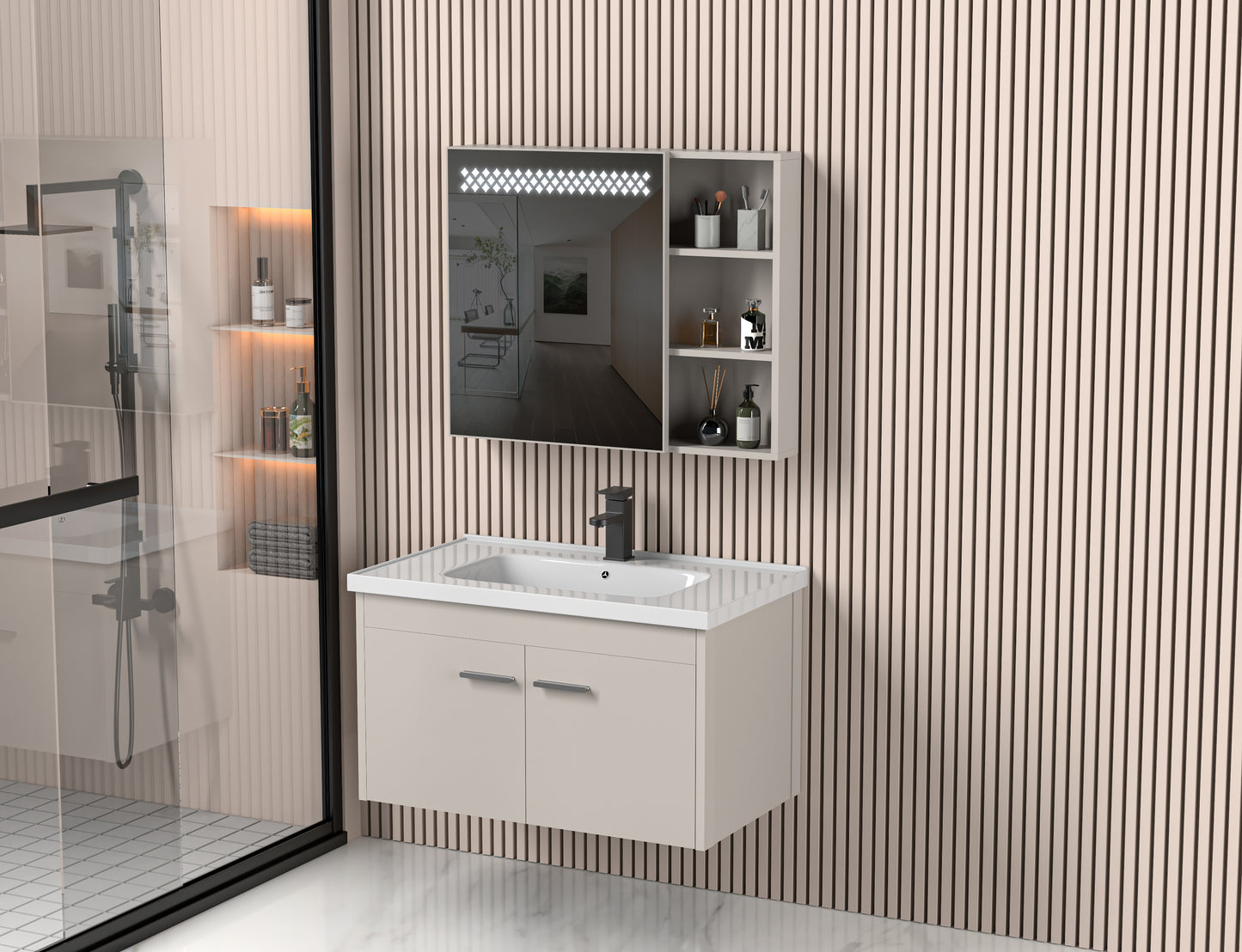 5508 Nordic design bathroom cabinet multi-layer storage design