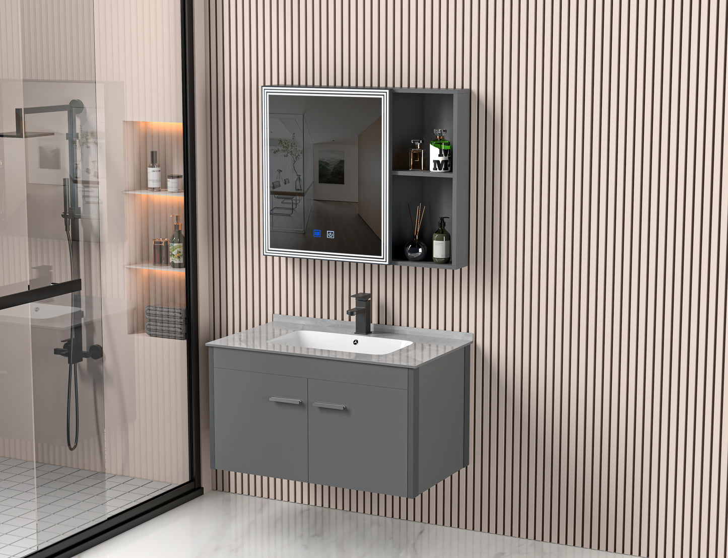 583 Nordic design bathroom cabinet multi-layer storage design