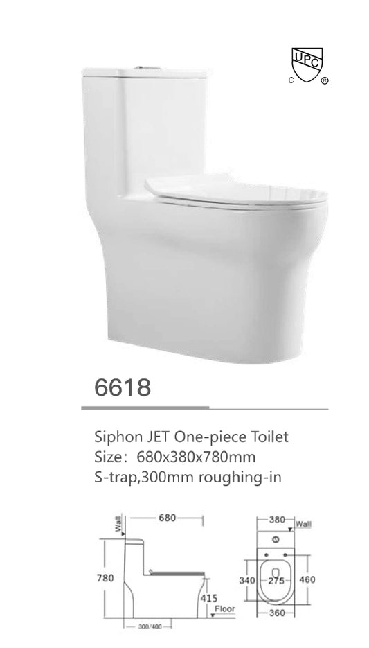 One-piece Toilet series UPC Siphon JET S-trap