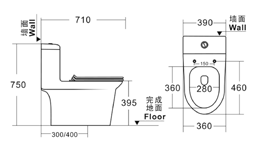 6629 One-piece modern design simple floor-standing ceramic toilet easy to clean