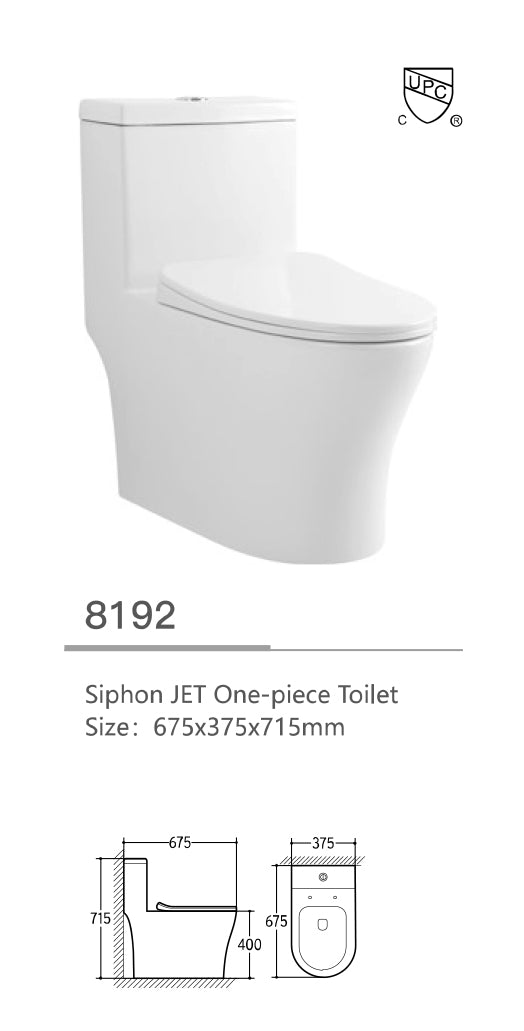 One-piece Toilet series UPC Siphon JET S-trap