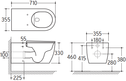 20011 Long Aidy Product size suitable for all disabled people special care wall hung toilet