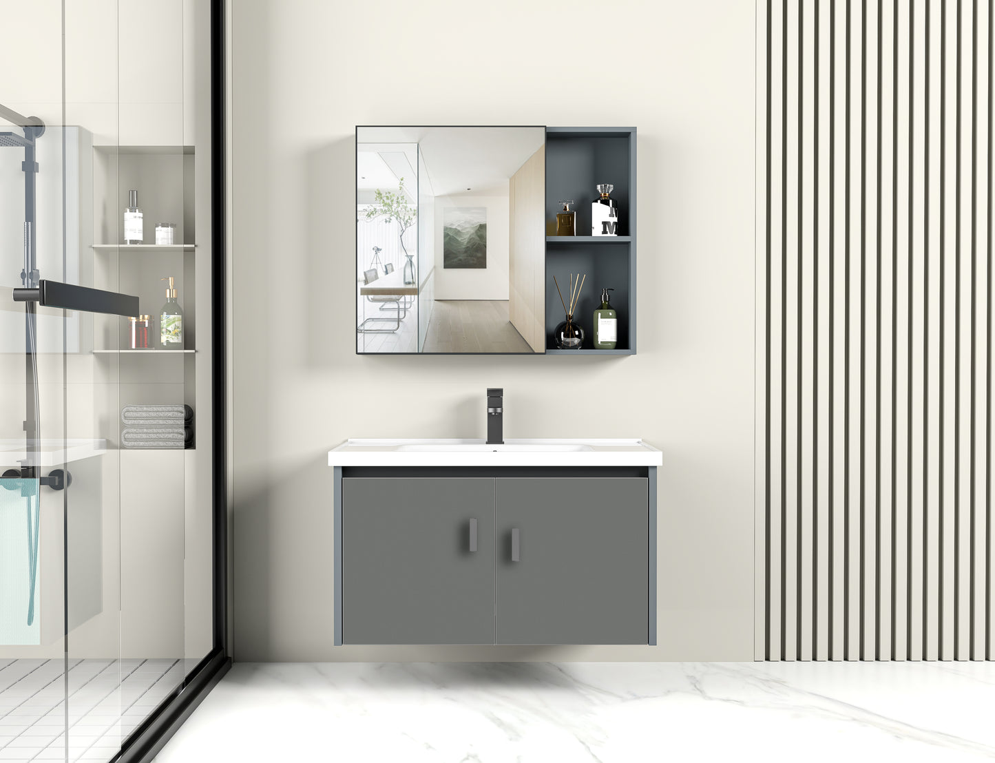 A8 Nordic design bathroom cabinet multi-layer storage design