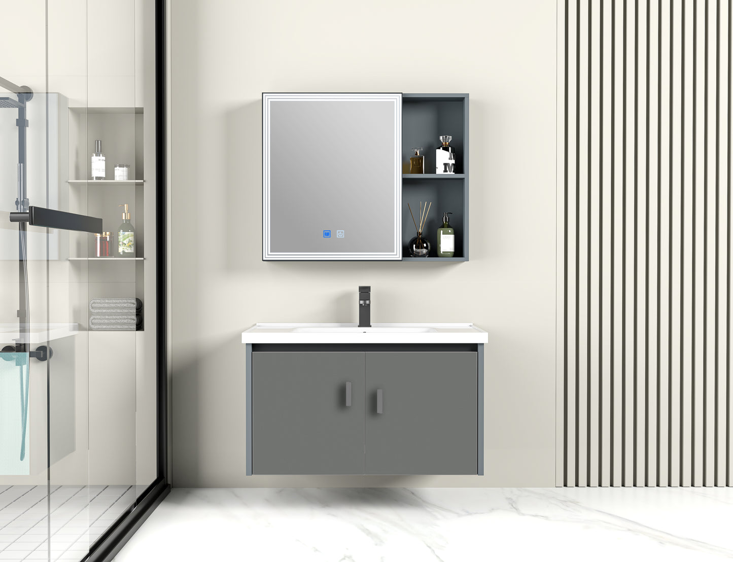 LD05 Nordic design bathroom cabinet multi-layer storage design