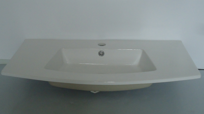 460K Slim cabinet under counter basin Maceta de borde delgado thin edge white rectangular lavabo ceramic wash basin bathroom sink