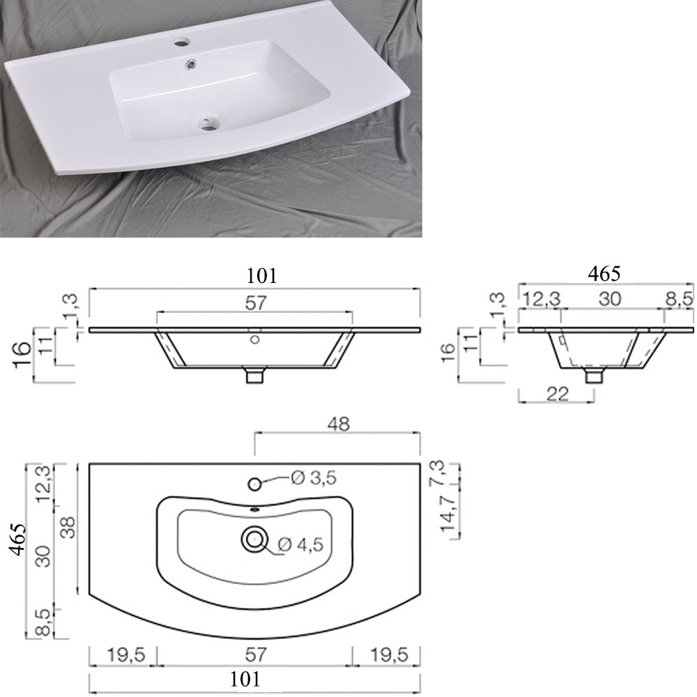 460K Slim cabinet under counter basin Maceta de borde delgado thin edge white rectangular lavabo ceramic wash basin bathroom sink