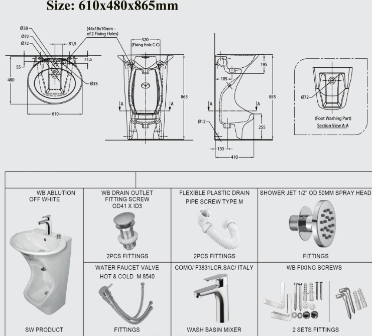 Muslim Products Wudu Mate Wash Feet Bathroom Basin Sink Ceramic Foot Wash Basin Elderly Minimalist White Special Chaozhou 9L