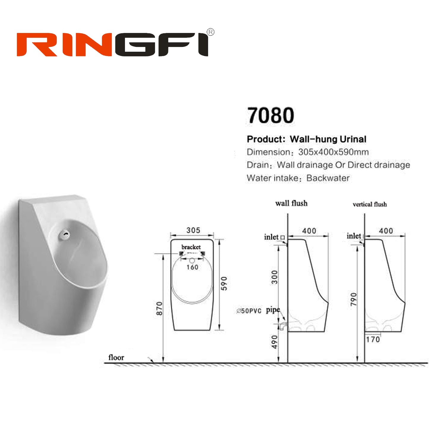 Wholesale high quality urinal cistern ceramic white sensor flush valve ceramic urinal bath wall hung ceramic urinal
