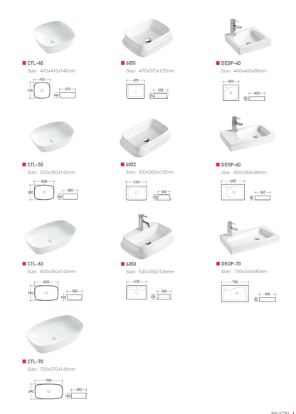 Classic Series Art Basin with many colors