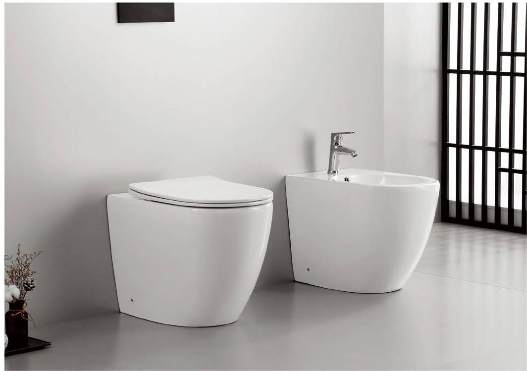 Aidy XL set The only floor-standing toilet on the market that can handle 100mm-230mm water discharge in all buildings&floor-standing bidet rimless, s/p-trap