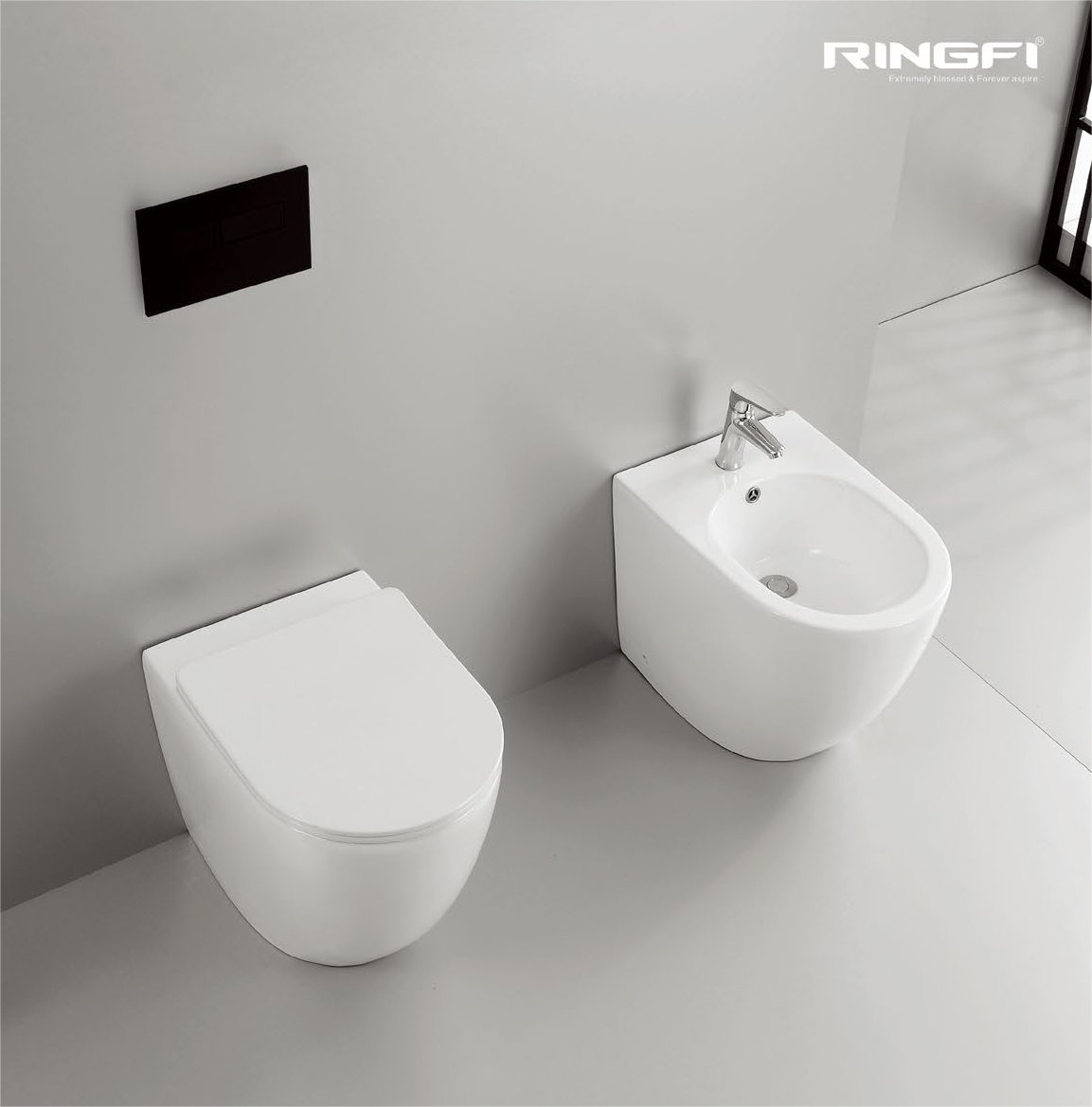 Aidy XL set The only floor-standing toilet on the market that can handle 100mm-230mm water discharge in all buildings&floor-standing bidet rimless, s/p-trap