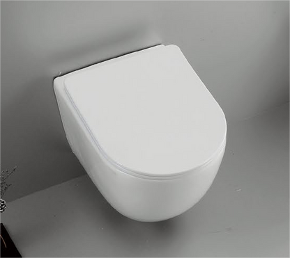 20002 منتج حاصل على براءة اختراع مرحاض معلق على الحائط بدون إطار، متدفق