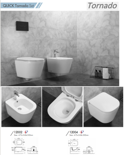 QUICK Tornado Series Modern Wall-Mounted Toilet and Sink Set