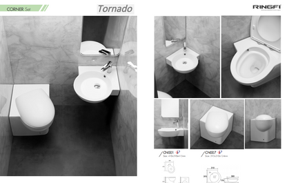 Modern Corner Bathroom Suite - Tornado Collection