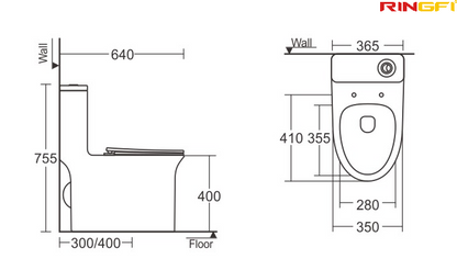 8656 One-piece modern design simple floor-standing ceramic toilet easy to clean