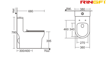 8618 One-piece modern design simple floor-standing ceramic toilet easy to clean