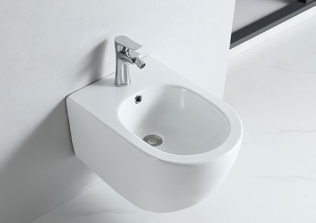 25004 Design lungo anteriore e posteriore corto, posizione seduta comoda, design ultraleggero, nessun peso sulla parete, bidet sospeso con design a tubo di scarico nascosto