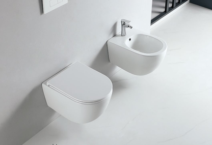 25004 Long front and short rear design, comfortable sitting position, ultra-light design, no heavy on the wall, hidden sewage pipe design wall hung bidet