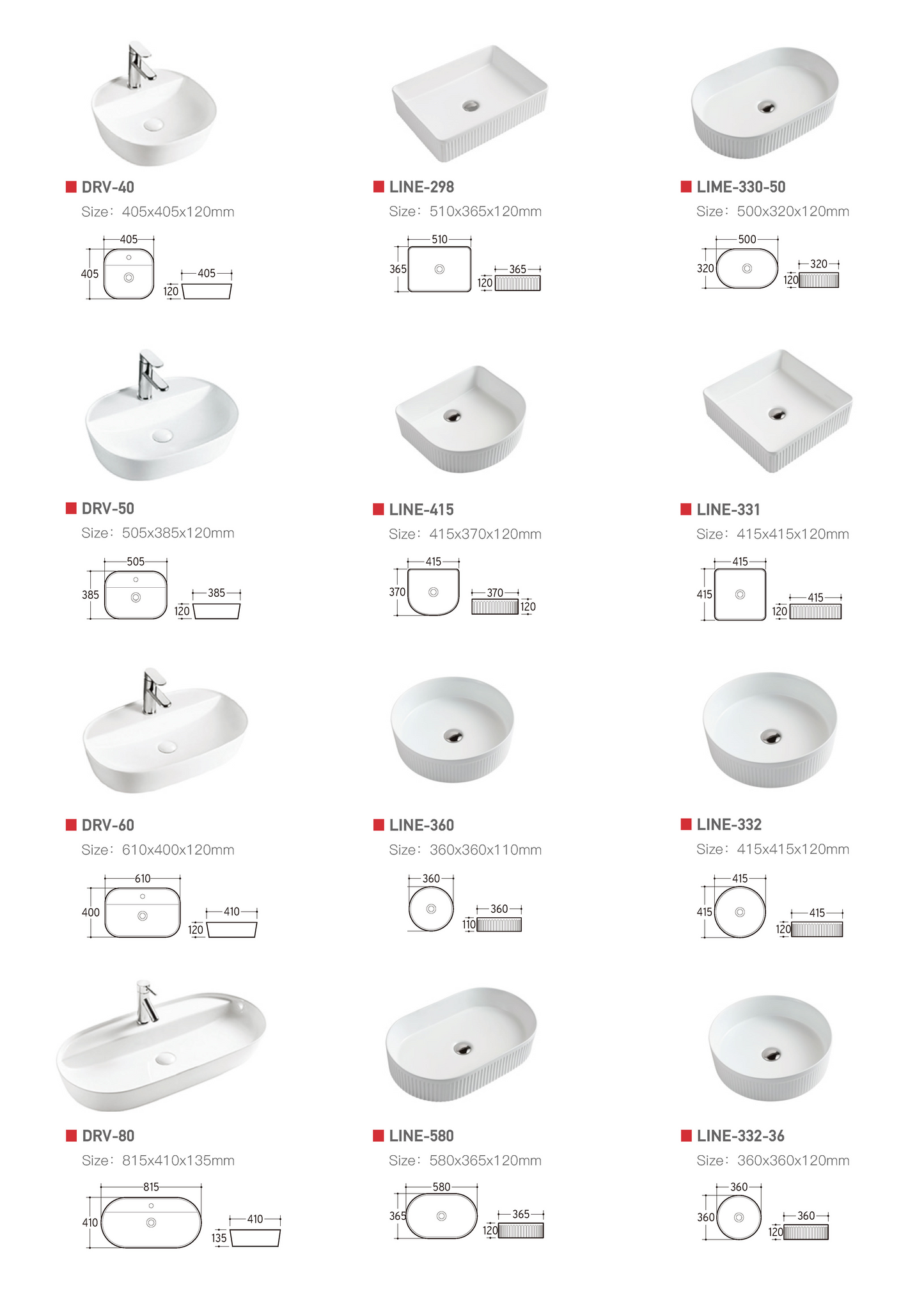 Classic Series Art Basin with many colors