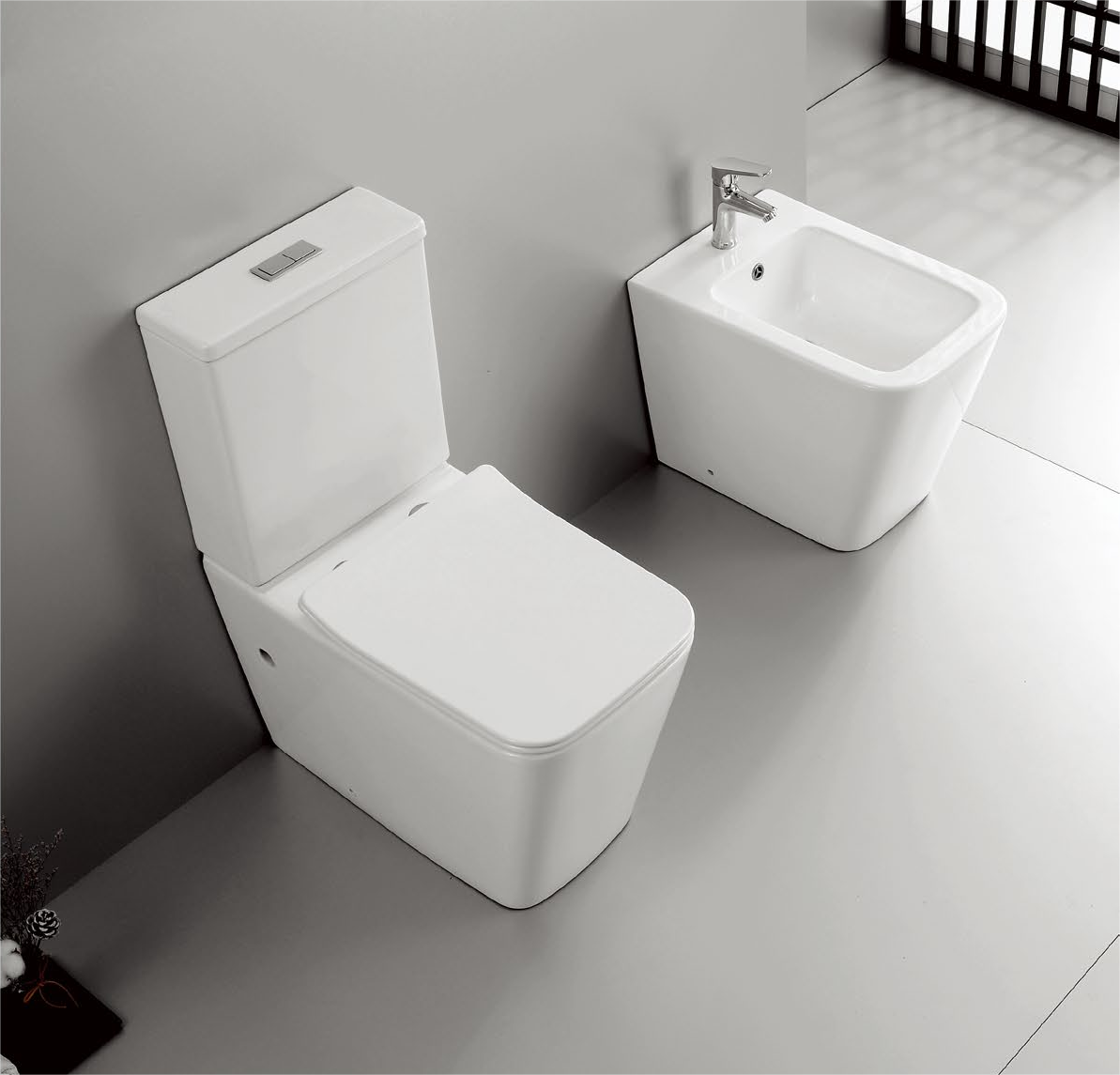 Ailin set Patented product split floor landing toilet, bidet rimless, p-trap