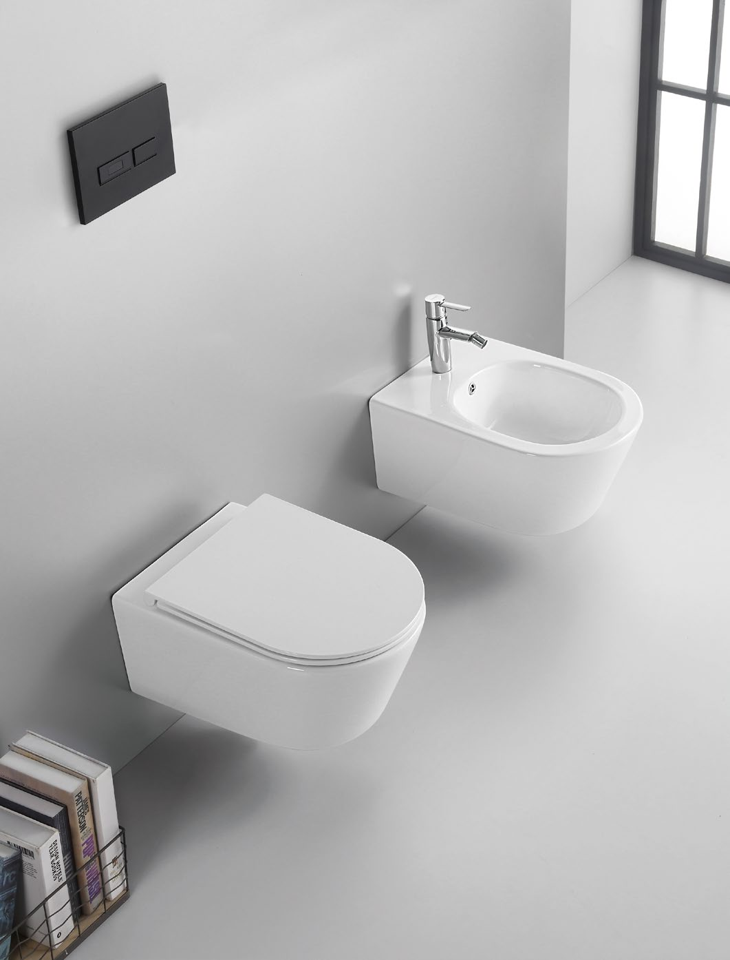 Risa set no heavy on the wall, wall hung toilet&bidet,rimless, p-trap