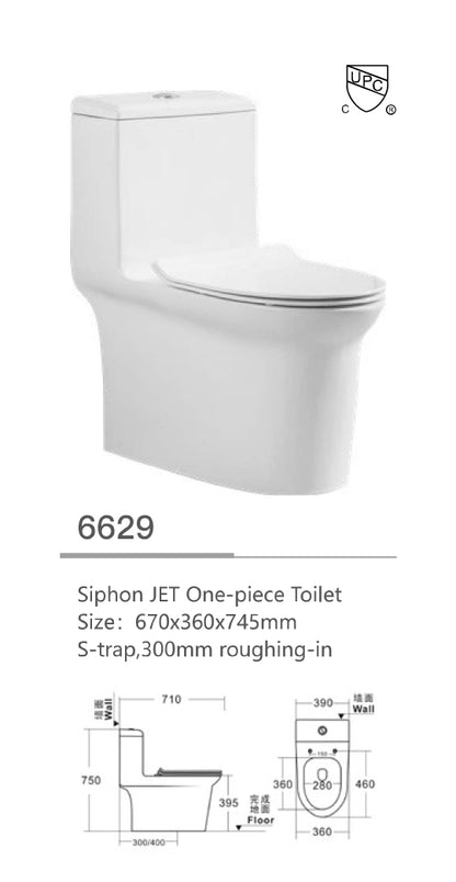 One-piece Toilet series UPC Siphon JET S-trap