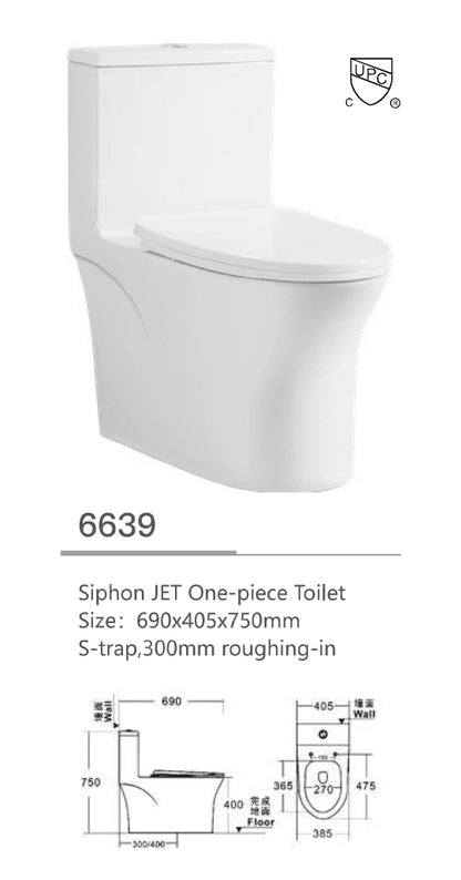 One-piece Toilet series UPC Siphon JET S-trap