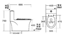 6639 One-piece modern design simple floor-standing ceramic toilet easy to clean