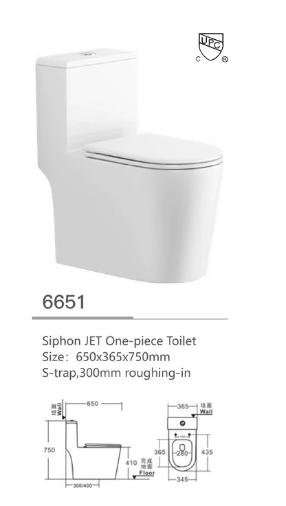 One-piece Toilet series UPC Siphon JET S-trap