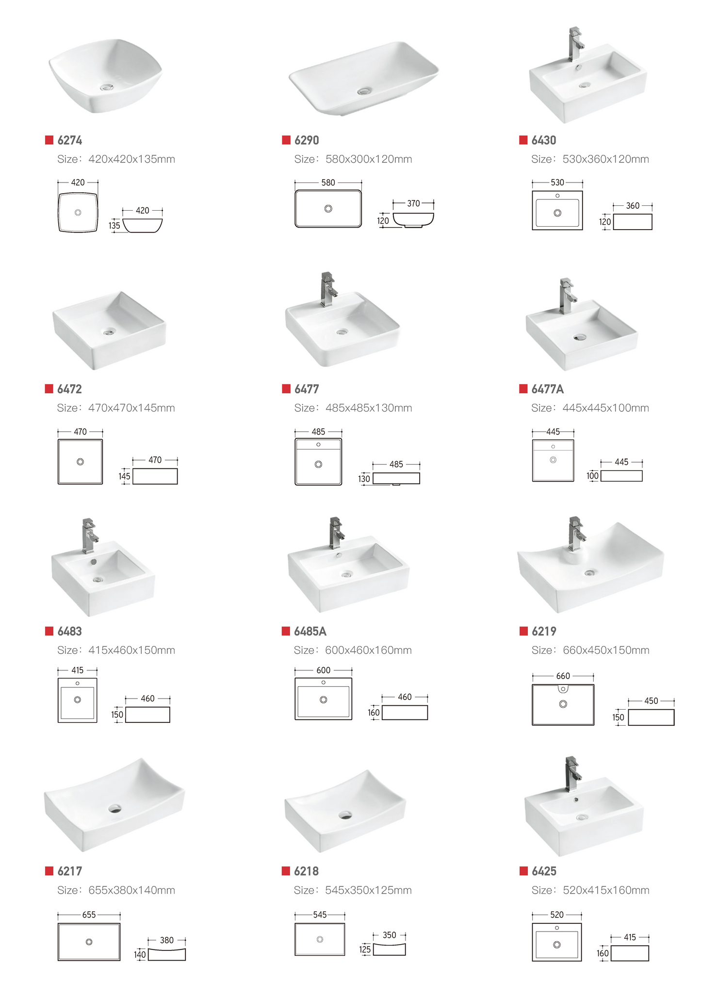 Classic Series Art Basin with many colors