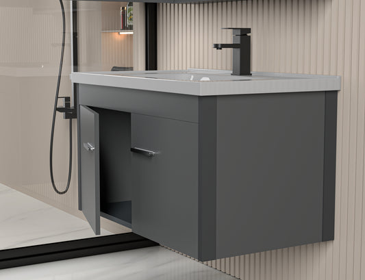 Mueble de baño de diseño nórdico Serie 80 diseño de almacenamiento multicapa
