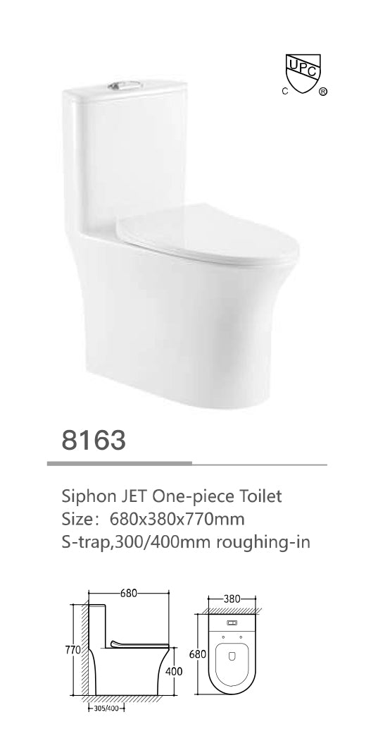 One-piece Toilet series UPC Siphon JET S-trap