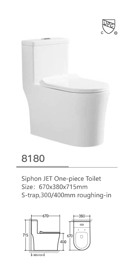 One-piece Toilet series UPC Siphon JET S-trap