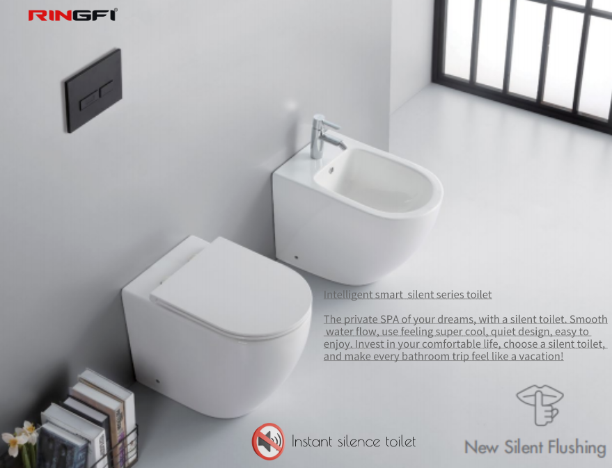 Inodoro ultrasilencioso de 360 ​​grados, placa de cubierta inteligente con reducción de ruido, nuevo diseño de función, Tornado de cerámica silencioso
