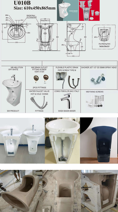 Prodotti musulmani wudu mate lavare i piedi del bacino del bagno lavapiedi per l'abluzione speciale lavabo in ceramica a due piani stazione di lavaggio wudu