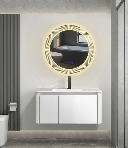 Lavabo de aleación de aluminio gris claro de lujo, juego de espejo para tocador, mueble de baño minimalista de aluminio para habitación