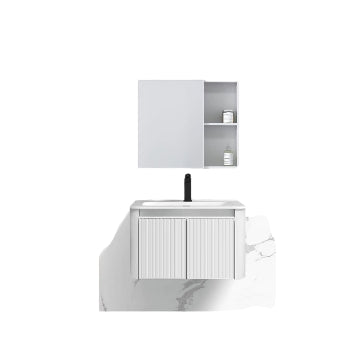 Lavabo de aleación de aluminio gris claro de lujo, juego de espejo para tocador, mueble de baño minimalista de aluminio para habitación