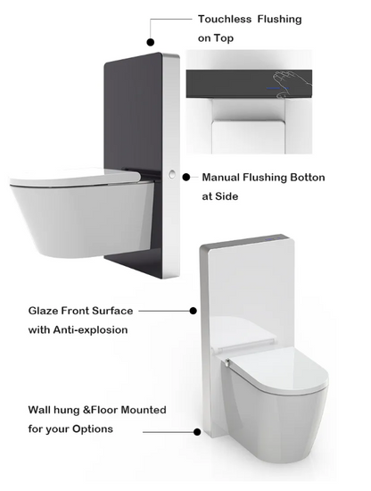 Latest innovative products ce standard toilet water tank for europe floor standing sensor capacitive cabinet glass cistern