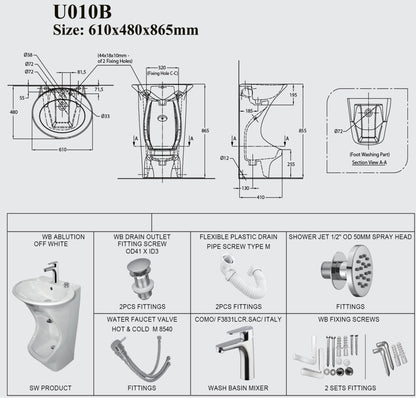 Arabia square lavabo muslim wudu foot washer ceramic free standing double desk hand wash sink station muslim wudumate wudu basin