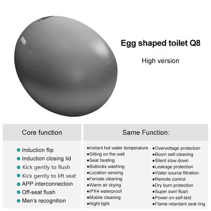New arrival Sanitary Ware Ceramic CAPSULE CREATIVITY INTELLIGENT BEAUTIFUL DESIGN Watermark Matte grey Egg Shaped smart toliet